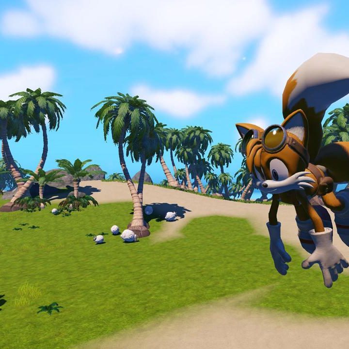 Tails hovers in the air in Sonic Boom.