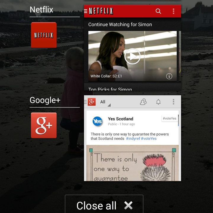 Sony Xperia Z2 screenshot multitasking