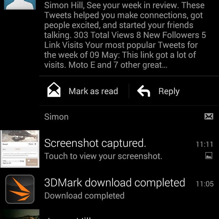 Sony Xperia Z2 screenshot notifications