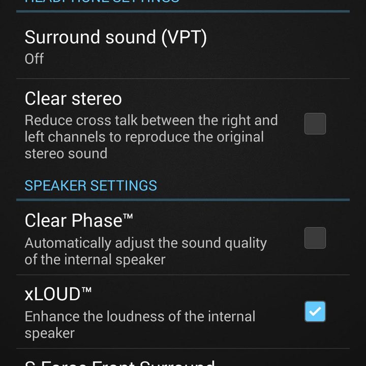 Sony Xperia Z2 screenshot sound enhancements