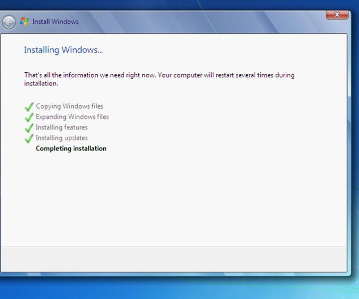 Completing Windows 7 Installation
