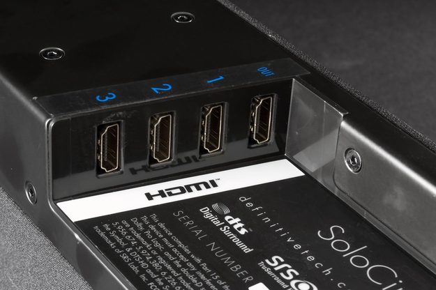 Definitive Solo Cinema Soundbar review macro HDMI
