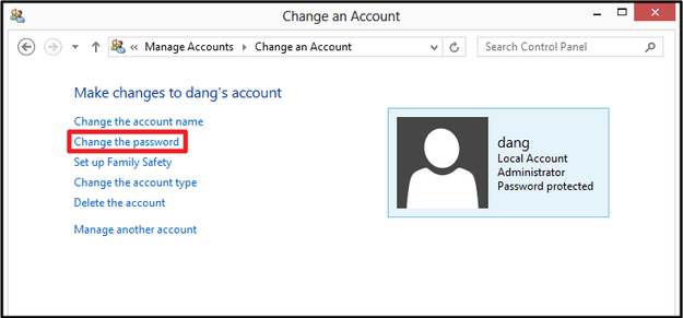 Change Password in Account