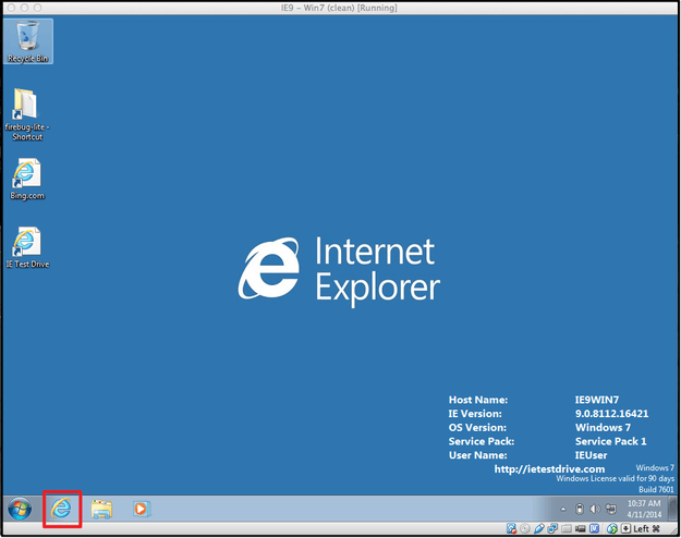 Internet Explorer Desktop Start