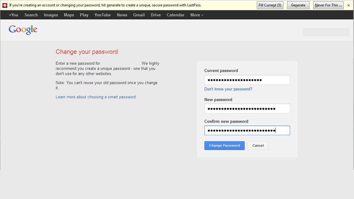 LastPass change pw