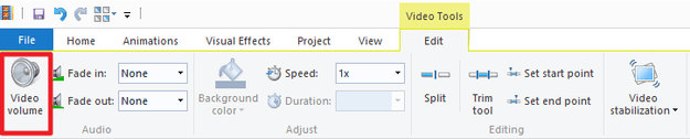Movie Maker Volume Button