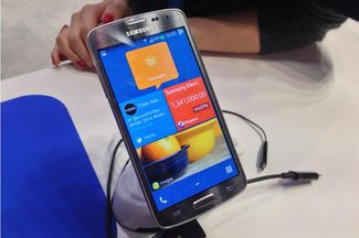 Tizen software running on a prototype phone.