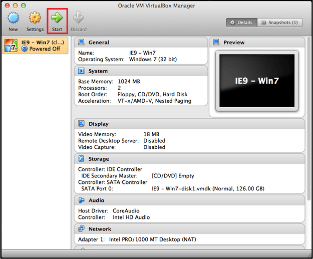 Virtual Box Manager