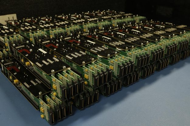 The 32 photomultiplier modules that make up the camera.