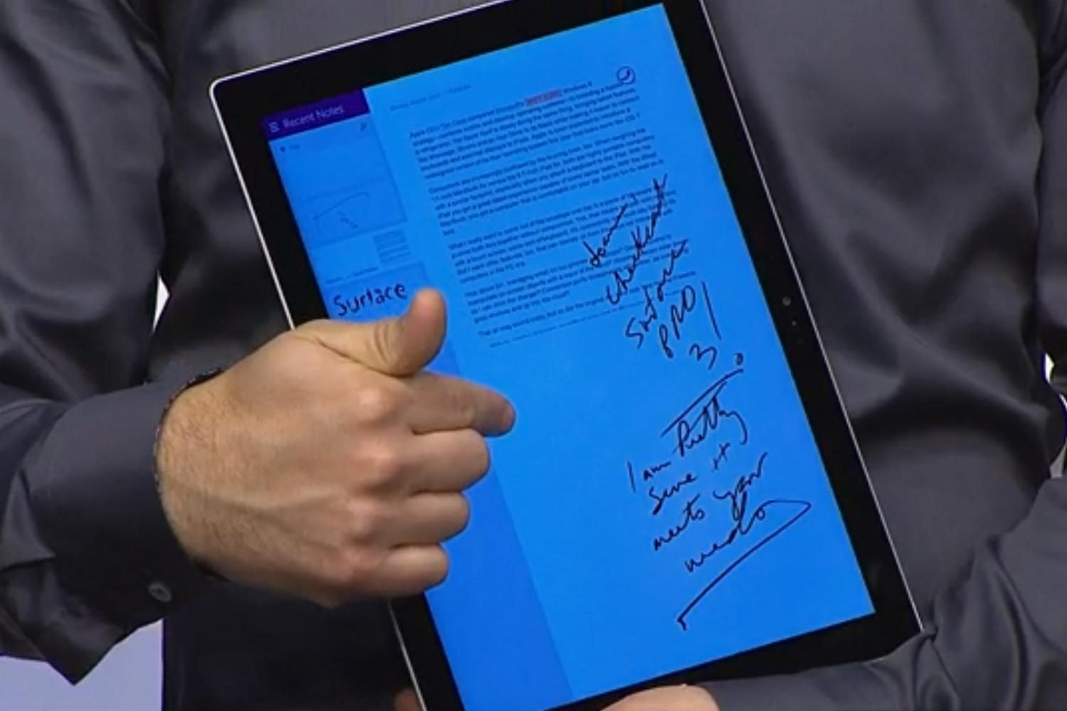 Surface Pro 3 One Note Edits