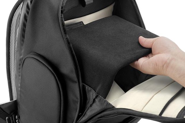 The interior of the bag is flexible, giving the user added storage options. Credit: Booq