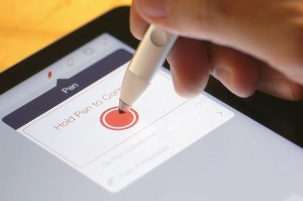 Pairing Ink with iPad is as easy as holding down on this button in compatible apps.