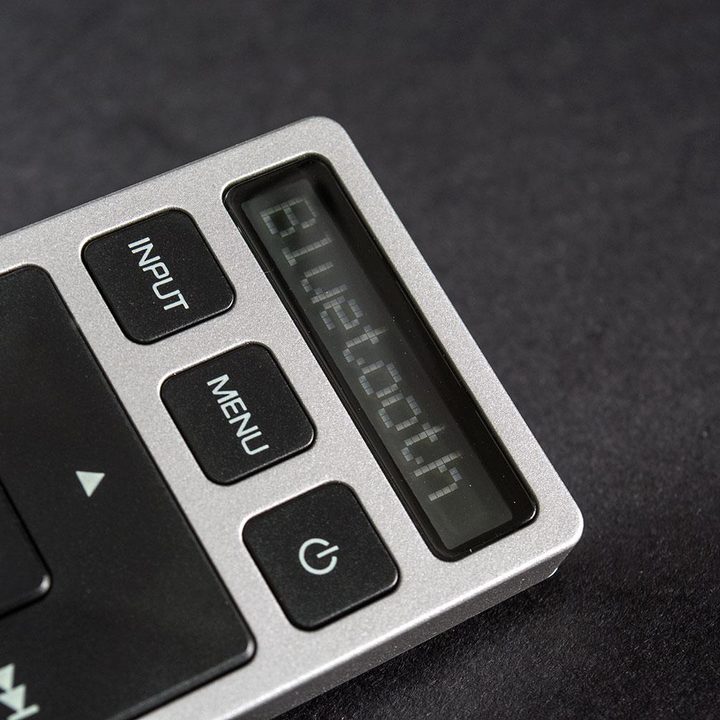 Vizio soundbar remote control showing Bluetooth mode.