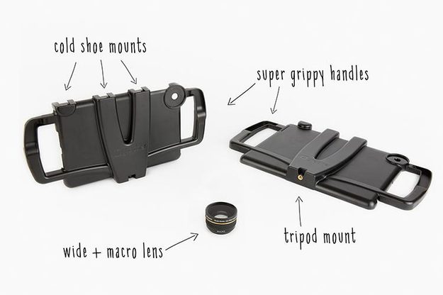 iOgrapher has connectors allowing you to attach various camera accessories to your iPad.