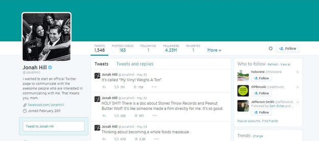 Jonah Hill's Twitter Account