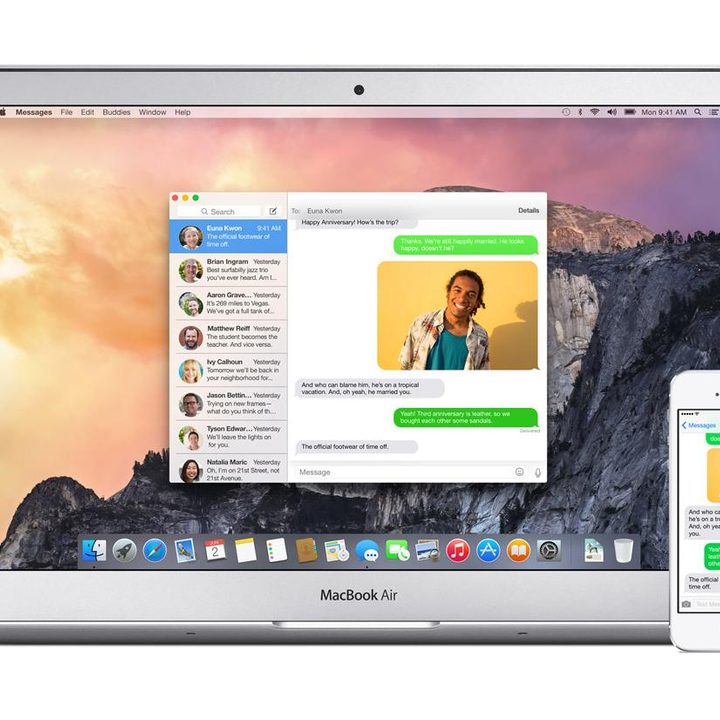 os x yosemite desktop phone sms