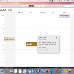 Apple Yosemite screenshot Calendar