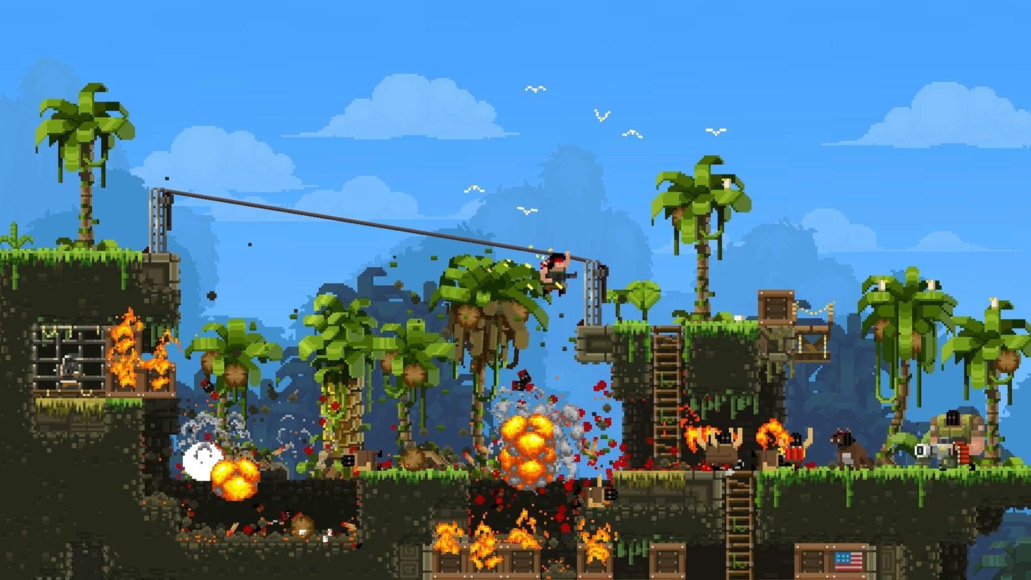 A screenshot of a level in Broforce.
