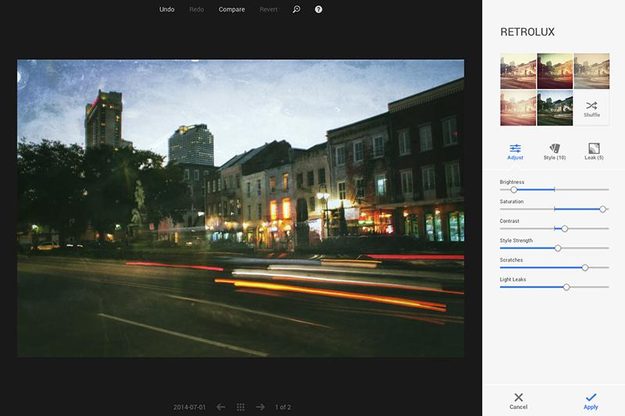 With Google+ Photos, choose various filters and effects depending on how retro or modern you want your image to be.