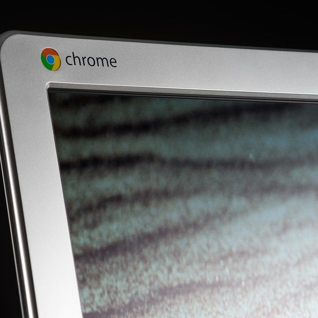 LG 22CV241 Chromebase review macro Chrome logo 2