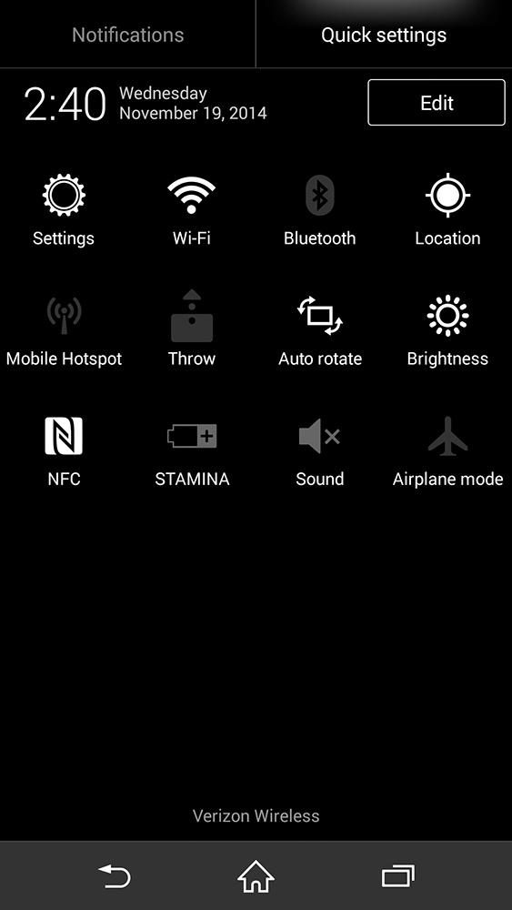 sony xperia z3v review screenshot settings