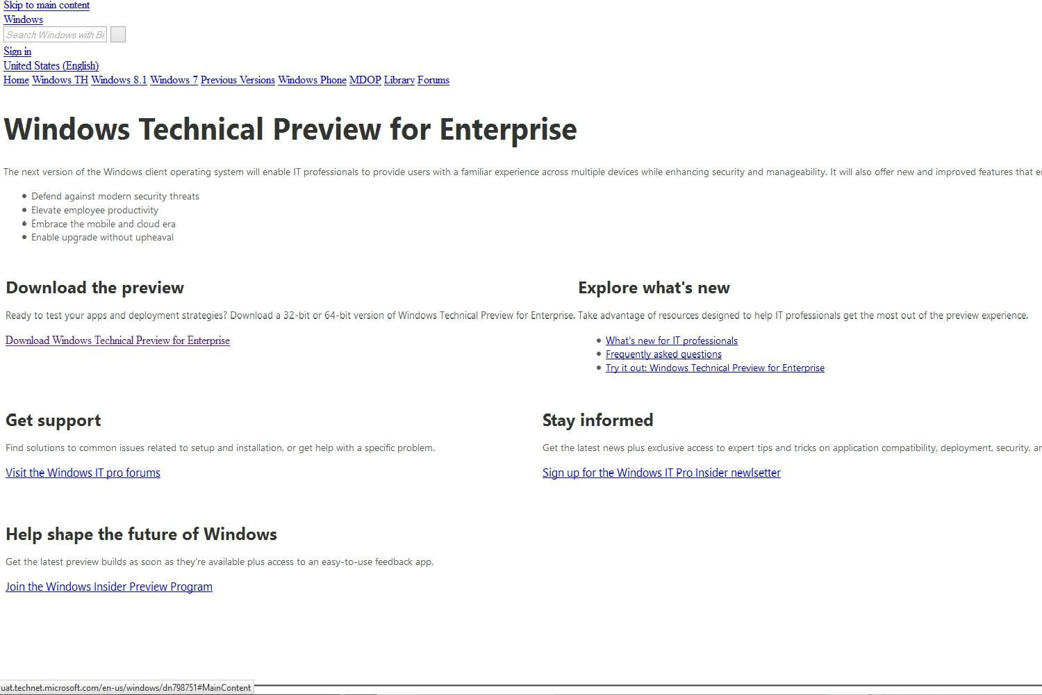 Windows Tech Preview Site Shot