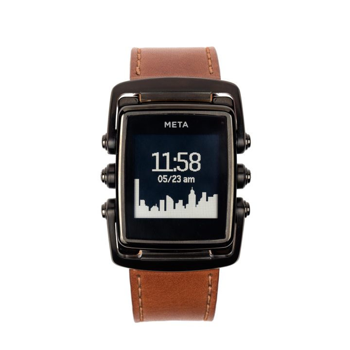 meta m1 smartwatches start shipping brown leather front