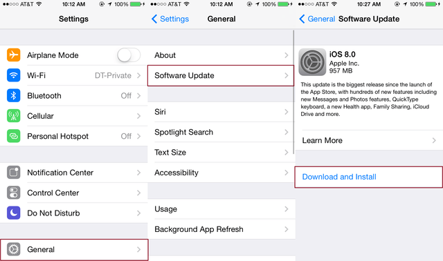 iOS 8 Download Screenshot