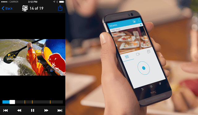 GoPro app (left) and the HTC RE app (right).