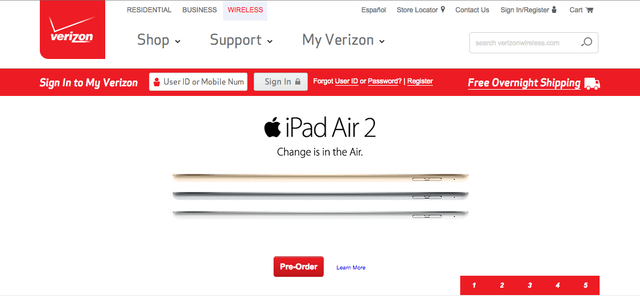 iPad Air 2 Verizon Preorder