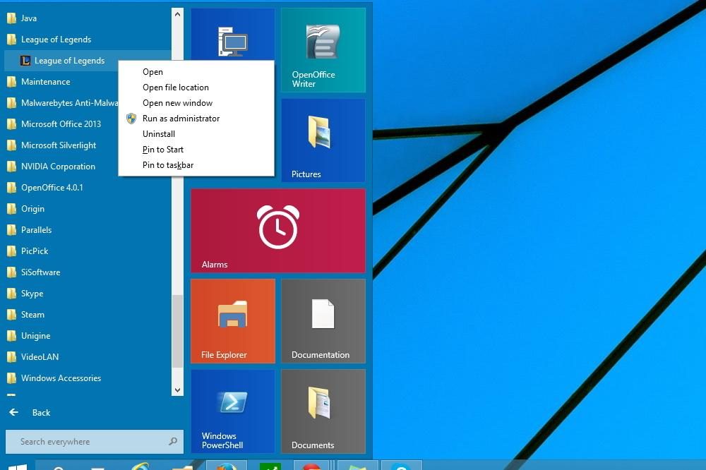 Start menu tips