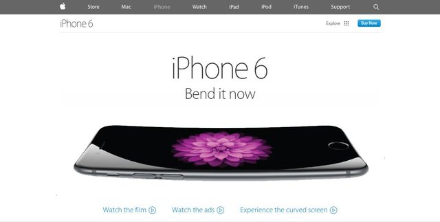 iPhone 6 homepage w/ BendGate
