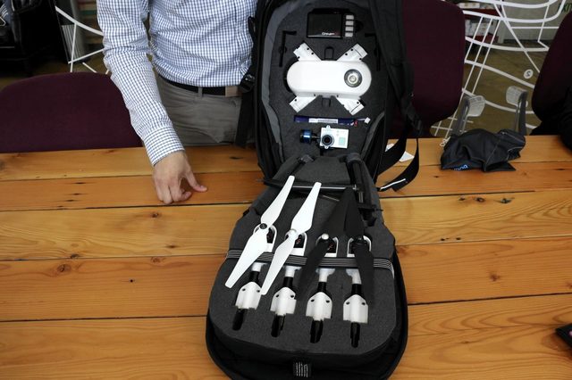The PlexiDrone has an optional PlexiPack hard-shell backpack that lets you easily stow and transport the drone.