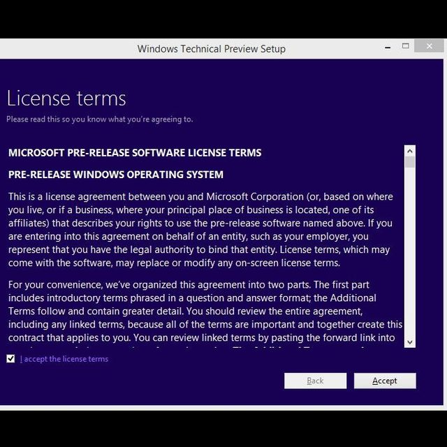 Windows 10 Preview License Terms