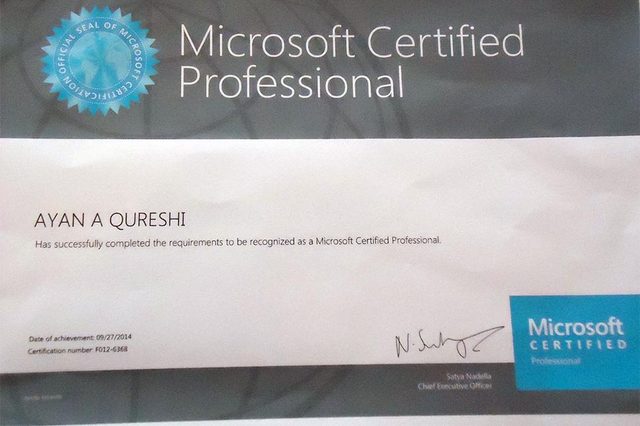 Ayan Qureshi Microsoft Certified