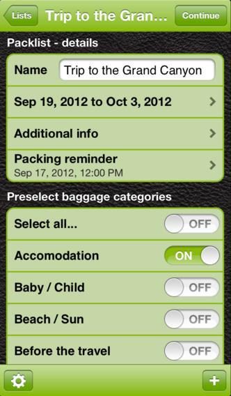 Pack the Bag app