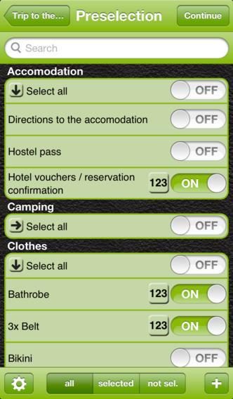 Pack the Bag app