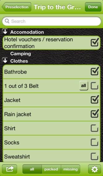Pack the Bag app