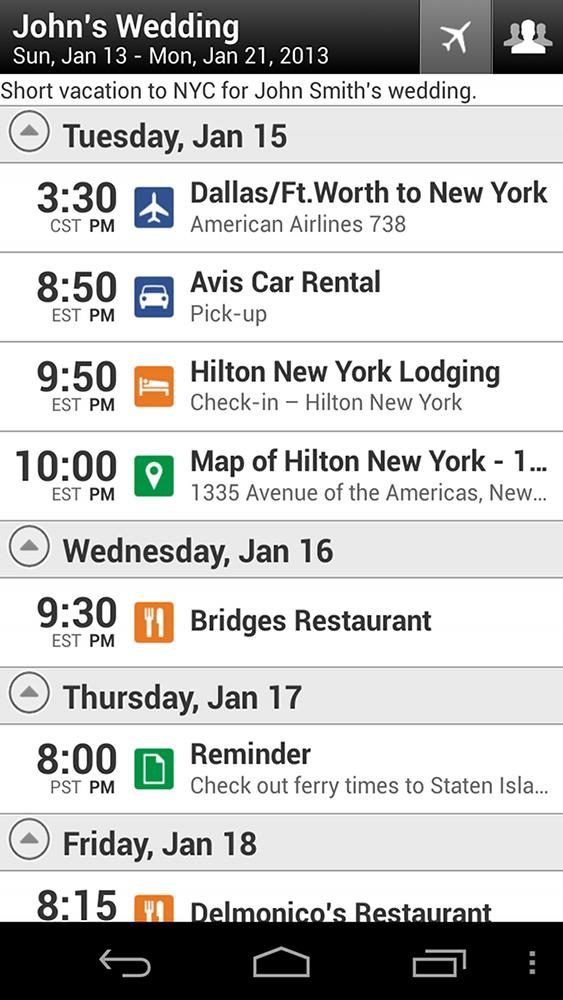 TripIt Travel Organizer app