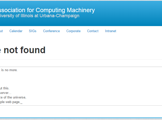 Association for Computing Machinery 404 page