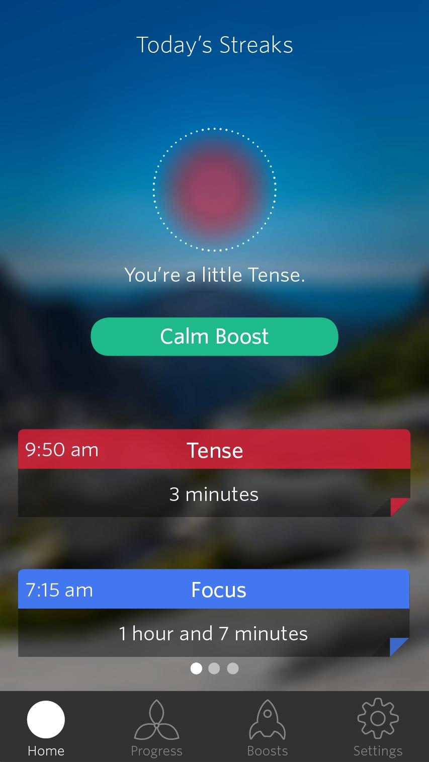 spire activity tracker review homescreen becoming tense