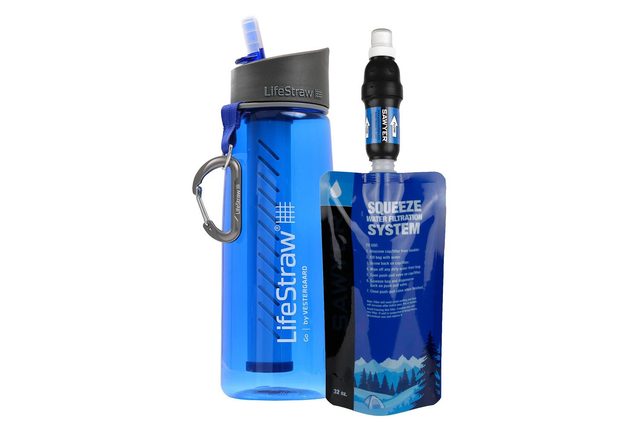 LifeStraw Go Water Bottle and Sawyer Squeeze Water Filtration System
