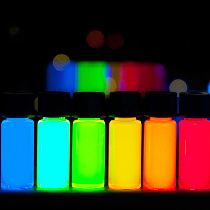 A row of illuminated quantum dots.