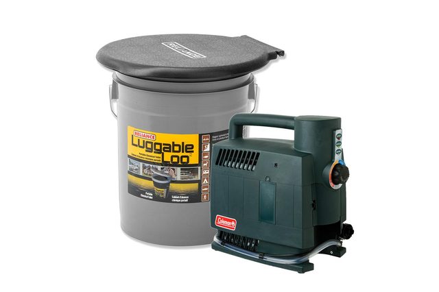 Reliance-Luggable-Loo-Portable-Toilet-and-Coleman-Hot-Water-on-Demand