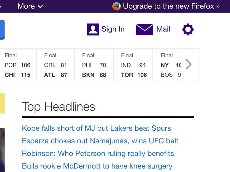 Yahoo upgrade