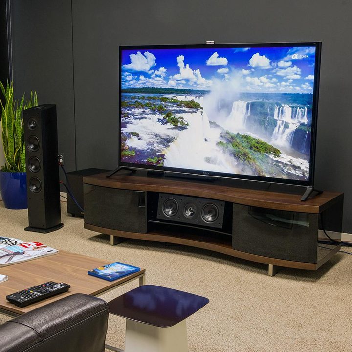TV and speakers in living room.