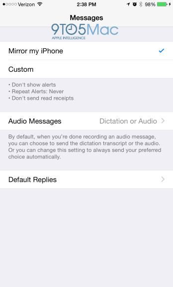 apple watch companion app news messages