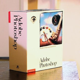 The first boxed version of Photoshop. Inside were floppy disks and documentation.