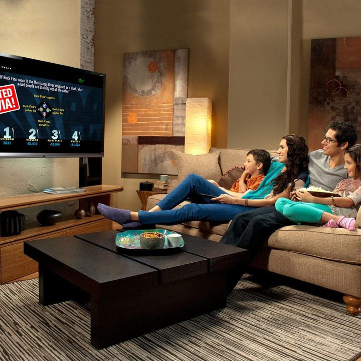 A family using their Smart TV.