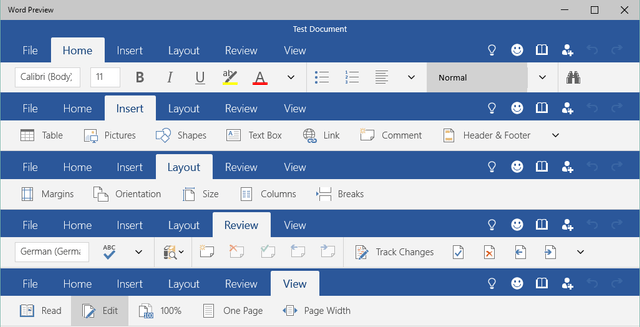 Universal Word Preview Menus